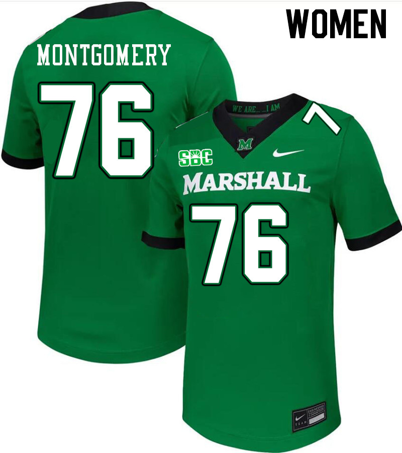 Women #76 Tariq Montgomery Marshall Thundering Herd SBC Conference College Football Jerseys Stitched